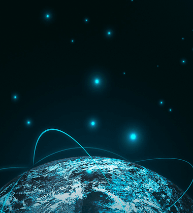 Illuminated globe with connected data points
